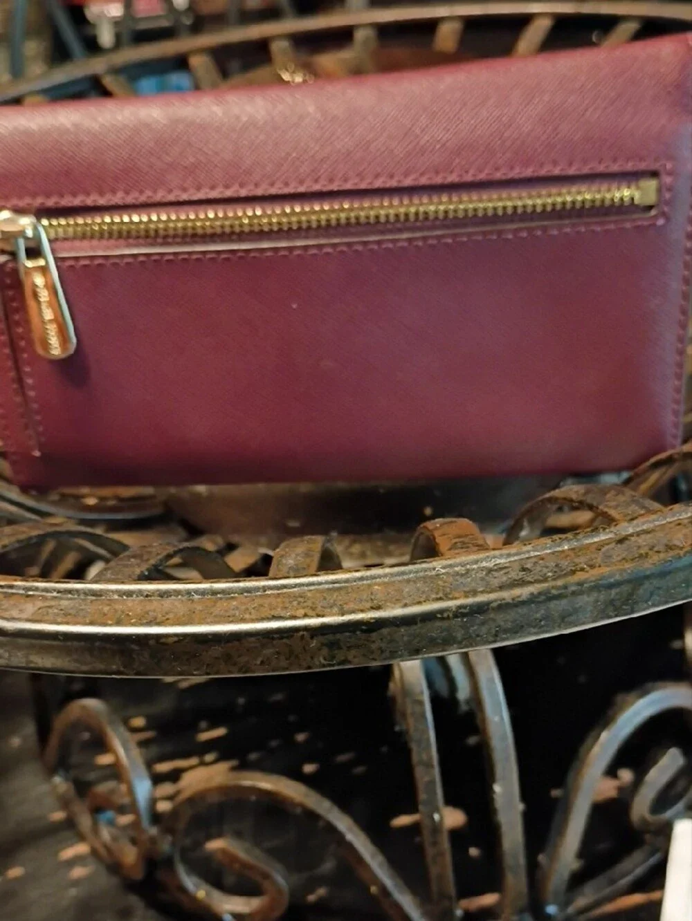 Michael Kors Saffiano Wallet in Plum with Gold Logo